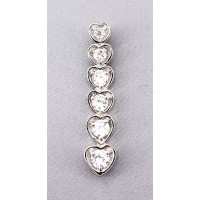 Necklace – 12 PCS Pendant -925 Sterling Silver w/ CZ - 6 Hearts - PT-PPT8753CL